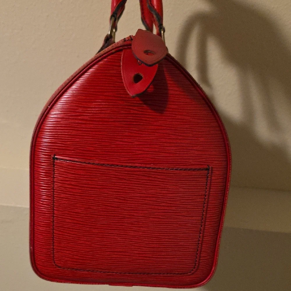 Epi Louis Vuitton Red Satchel Bag
